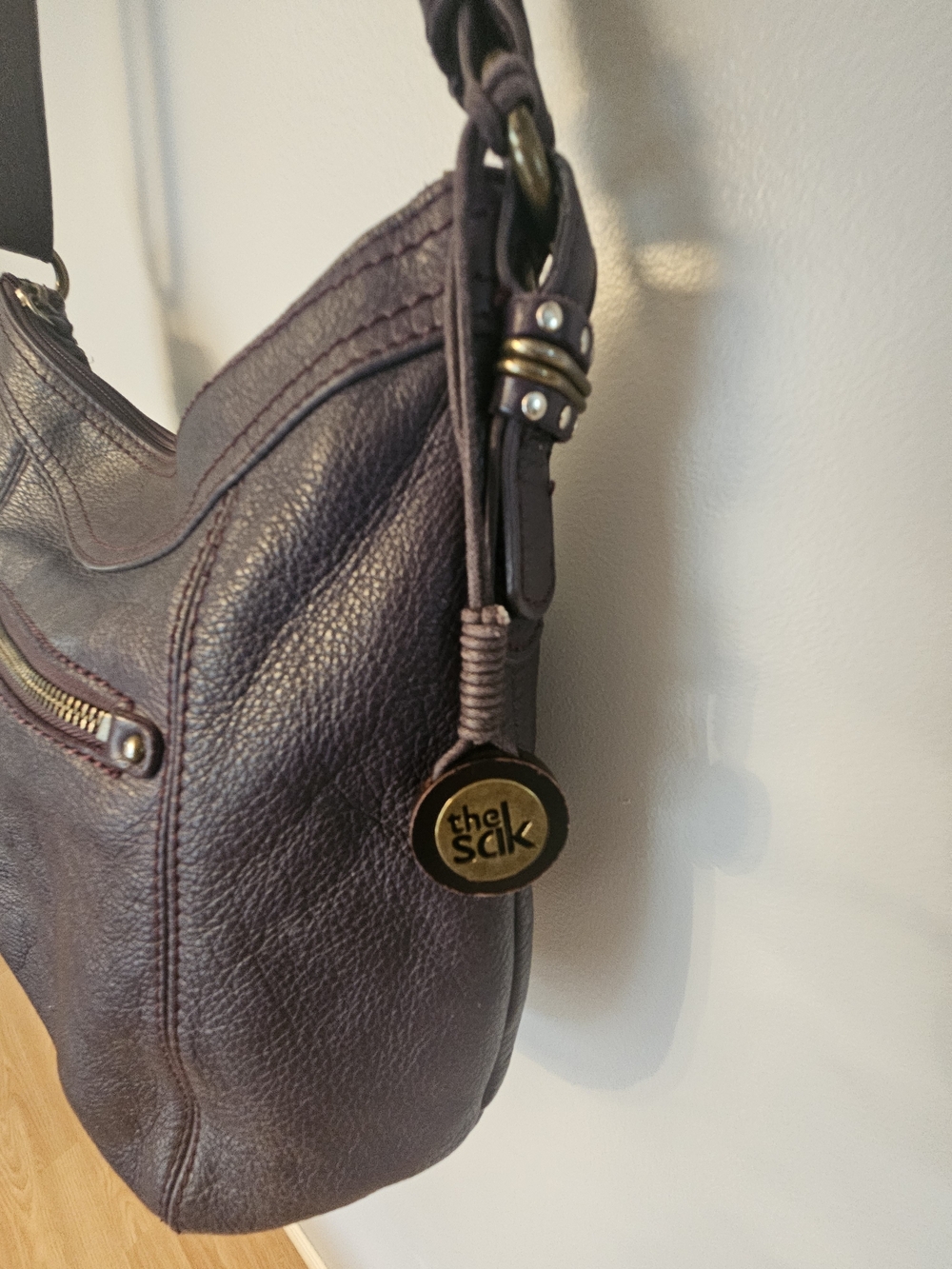 The Sak Reggio Aubergine Genuine Leather Shoulder Bag/Crossbody Bag - Picture 2 of 5